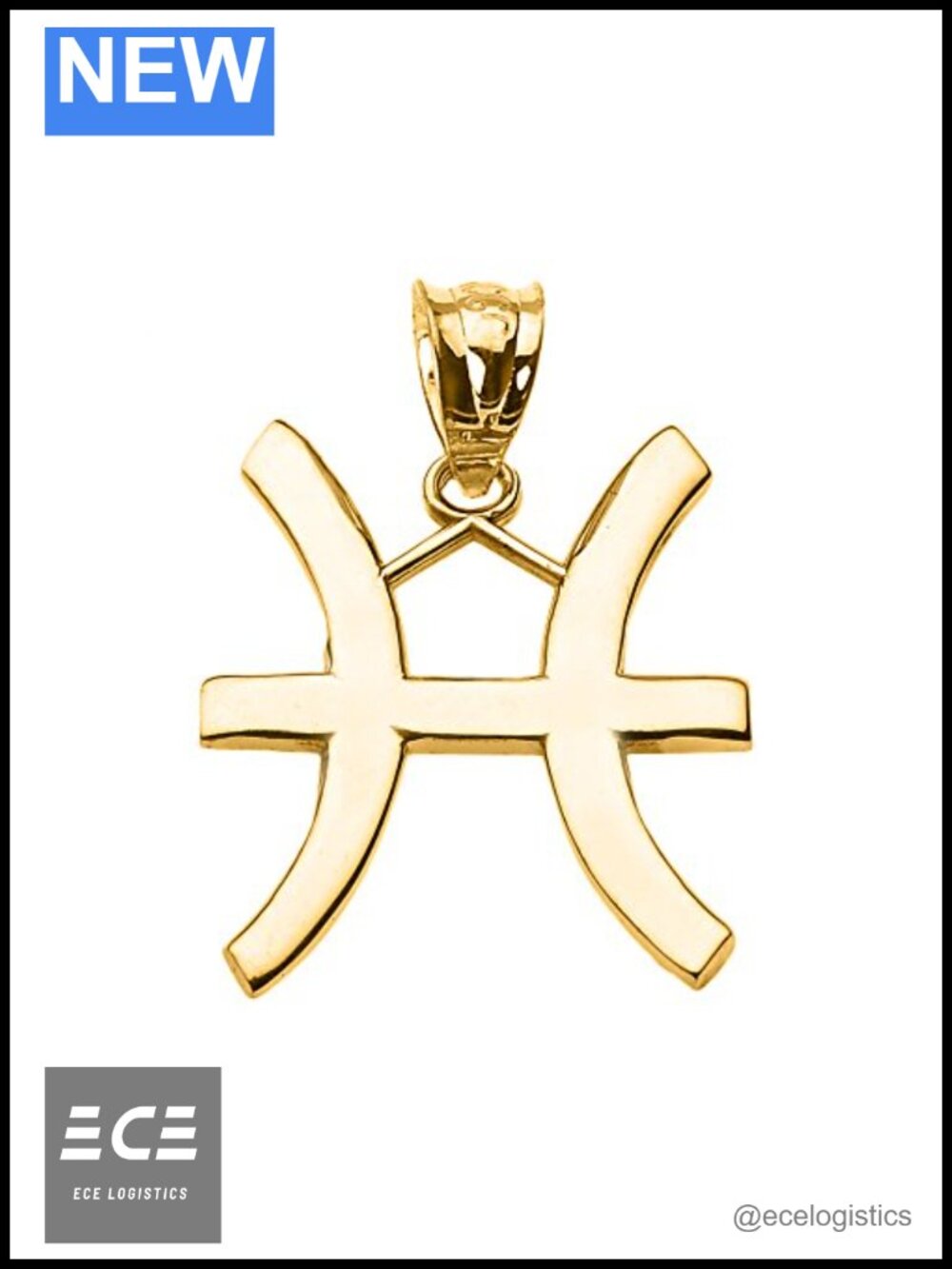 10K Yellow Gold Pisces Zodiac Astrological Sign Charm Pendant 18g